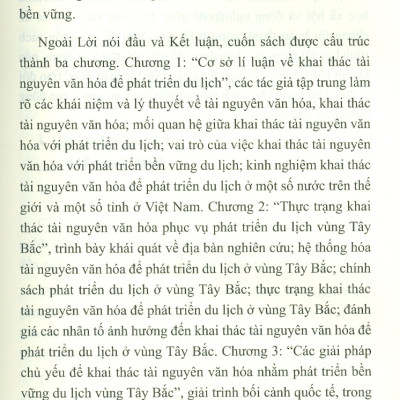 Khai Thác Tài Nguyên Văn Hóa Để Phát Triển Du Lịch Bền Vững Vùng Tây Bắc (Sách chuyên khảo)
