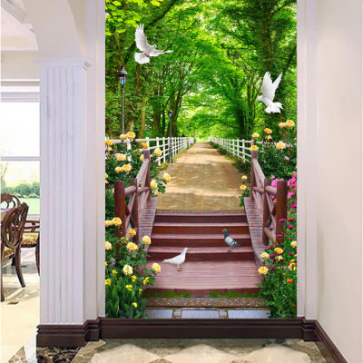 Tranh dán tường cảnh đẹp thiên nhiên lỗi vào rừng cây xanh LV-0099