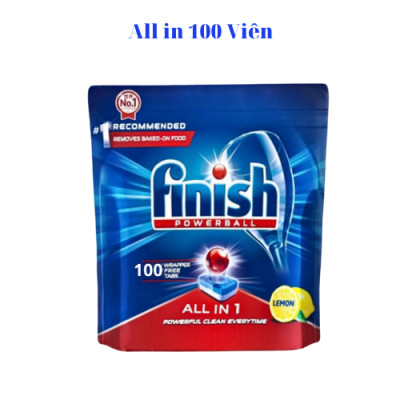 Combo Dầu làm bóng finish 800ml+Viên rửa bát Finish All in one 100v dùng cho Máy rửa bát