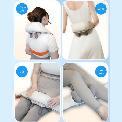 Máy massage cổ vay gáy 4D Kachi MK395 mô phỏng bàn tay người, chạy pin không dây tiện lợi - hàng chính hãng