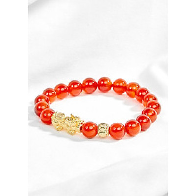 vòng tay mã não đỏ phối tỳ hưu mạ vàng Ngọc Quý Gemstones