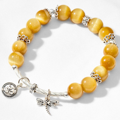 Vòng tay thạch anh mắt hổ vàng phối chuồn chuồn Ngọc Quý Gemstones