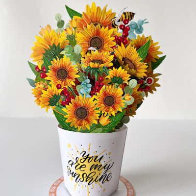 Thiệp 3D Pop Up Bó Hoa Hướng Dương – You Are My Sunshine – Thiệp Hoa Nghệ Thuật, Sinh Nhật, Chúc Mừng, Lãng Mạn, FB03
