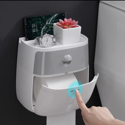 HỘP ĐỰNG GIẤY VỆ SINH 2 TẦNG TREO DÁN TƯỜNG CAO CẤP - KHÔNG CẦN KHOAN ĐỤC ỐC VÍT