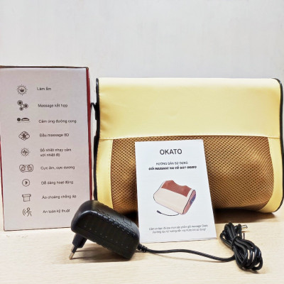 Gối massage cổ vai gáy thắt lưng kết hợp xoa bóp chườm nóng giúp giảm đau hiệu quả