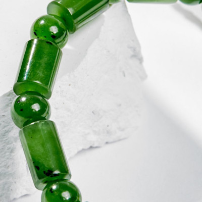 Vòng Tay Phong Thủy Nữ Đá Ngọc Bích Đốt Trúc Phối Charm Mạ Vàng 24K (7mm) Mệnh Mộc, Hỏa Ngọc Quý Gemstones