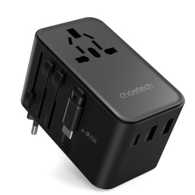 Củ sạc Choetech PD5020 du lịch đa năng tích hợp thêm dây cáp sạc Type C  (35W)/ PD5021 (45W)/ PD5022 (70W)- Hàng chính hãng