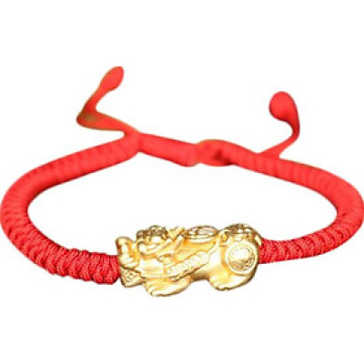 Vòng Tỳ Hưu Bạc Bọc Vàng 24K Kết Dây Đỏ Ngọc Quý Gemstones