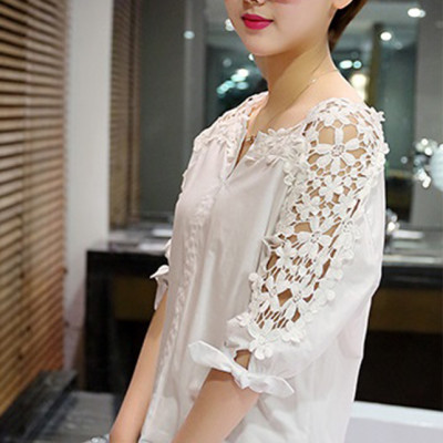 Áo nữ phối ren hoa vai và cánh tay Haint Boutique sm107