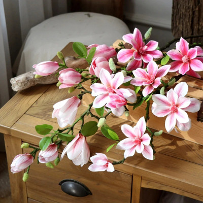 Cành hoa mộc lan cao su 3 bông 1 nụ - Dài 60cm - Cây giả, hoa lụa Decor trang trí nhà cửa.