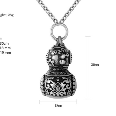 Dây chuyền phong thủy bằng Tittan mặt hình hồ lô Tài Lộc - HL01