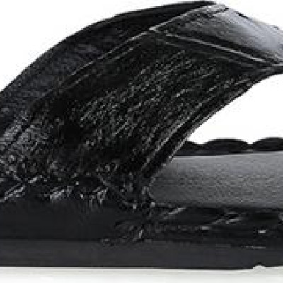 Dép nam da đà điểu Huy Hoàng da hột đan màu đen HT7417