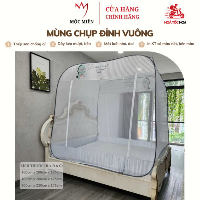 Màn Chụp Đỉnh Vuông Cao Cấp Mộc Miên - Kích Thước 1,6mx2m ( Hình thật )