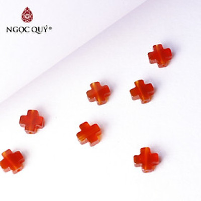 Chữ thập xỏ ngang đá mã não đỏ làm vòng tay, phụ kiện handmade 8mm mệnh hỏa thổ - Ngọc Qúy Gemstones