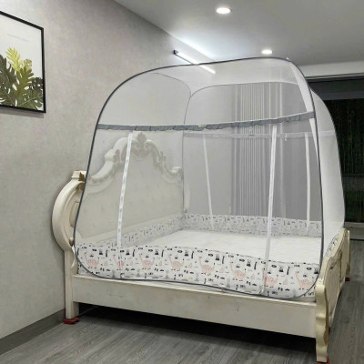 Màn Chụp Cao Cấp Mộc Miên Hoạ Tiết Xám Khủng Long - Kích thước 1,8mx2m - 2 cửa ( Hà Nội )