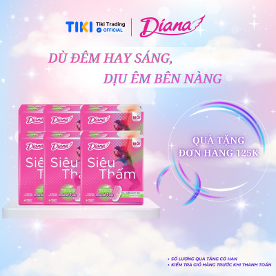 Combo 6 Băng Vệ Sinh Diana Siêu Thấm Siêu Mỏng Không Cánh (Gói 8 Miếng)