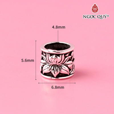 Charm bạc chặn họa tiết hoa sen - Ngọc Quý Gemstones