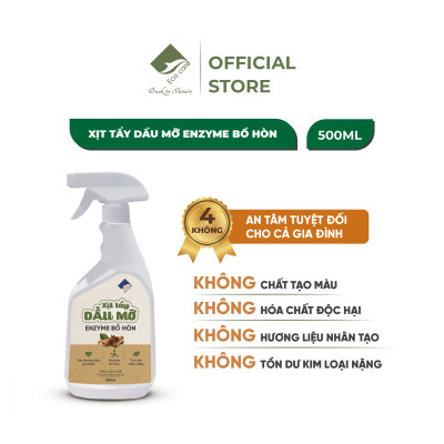 Xịt tẩy dầu mỡ Enzyme bồ hòn ECOCARE 500ml tinh dầu Quế/Cam Sả kháng khuẩn, làm sạch thiết bị nhà bếp.