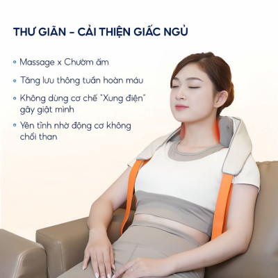Máy massage cổ vay gáy 4D Kachi MK395 mô phỏng bàn tay người, chạy pin không dây tiện lợi - hàng chính hãng