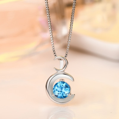 Combo Mặt dây chuyền đá Saphire tổng hợp, thiết kế phong cách Hàn Quốc, Kèm dây đeo, kèm hộp đựng Cẩm Tú