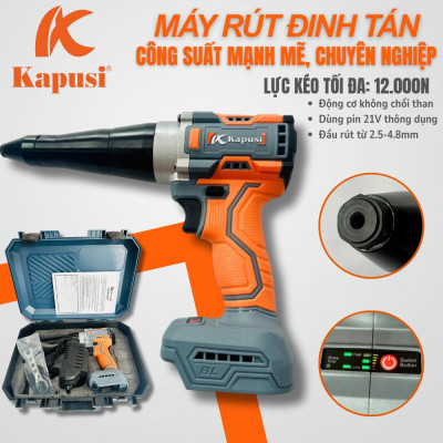 Máy Rút Đinh Tán Dùng Pin Kapusi K-6668 – Công Suất Mạnh Mẽ, Thiết Kế Chuyên Nghiệp