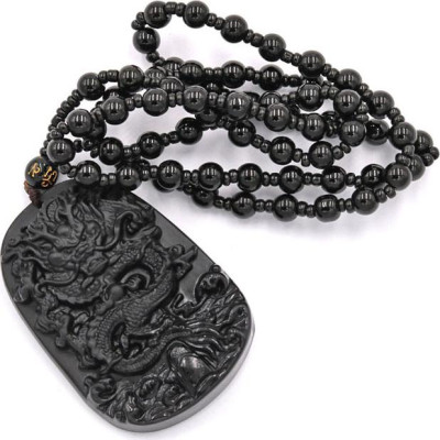 Vòng cổ tượng Rồng đá thạch anh đen DTRD15