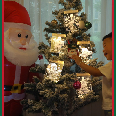 Dây Treo Đèn LED 3D Hình Cây Thông, Chuông Trang Trí Giáng Sinh, Noel, Năm Mới