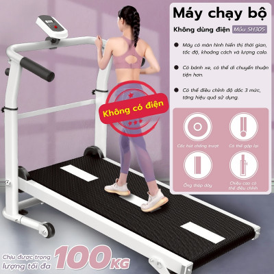 BG Máy chạy bộ cơ, máy chạy bộ không điện Treadmill SH305 thích hợp cho mọi lứa tuổi luyện tập (hàng nhập khẩu)