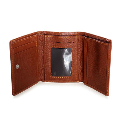 Bóp da bò Huy Hoàng 3 gấp loại nhỏ màu da, đen, nâu HT3136-37-38