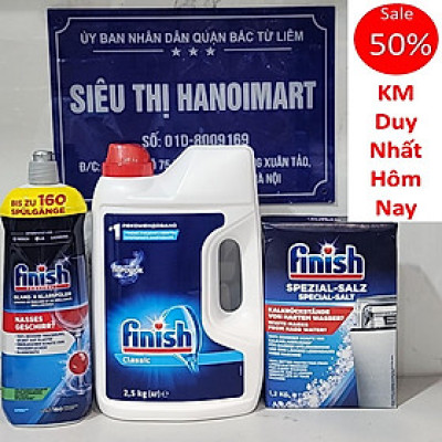 Combo Bột rửa bát finish 2.5kg+Muối rửa chén finish 1.2kg+nước bóng 1150ml