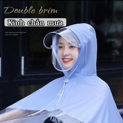 [ Kèm kính chắn] Áo mưa layout trong suốt cho Mẹ và Bé, che phủ toàn thân