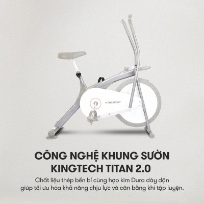 Xe đạp tập KINGSPORT KS-101 tập luyện toàn thân, tích hợp đồng hồ đo lường chỉ số, cân nặng phù hợp từ dưới 75kg