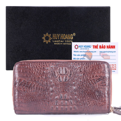 Bóp nữ da cá sấu Huy Hoàng nhiều ngăn màu vàng bò, đen, nâu đỏ, nâu đất HC3212-13-14-70