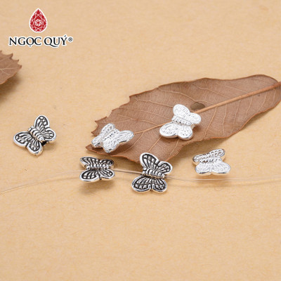 Combo 2 cái charm bạc bươm bướm xỏ ngang - Ngọc Quý Gemstones