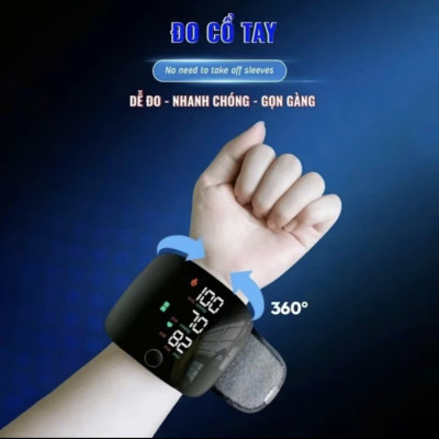 Đo Huyet Ap Cổ Tay Chính Xác Thông Minh, Giọng Nói Tiếng Việt, Bản Sạc Pin ,  Màn Hình LED