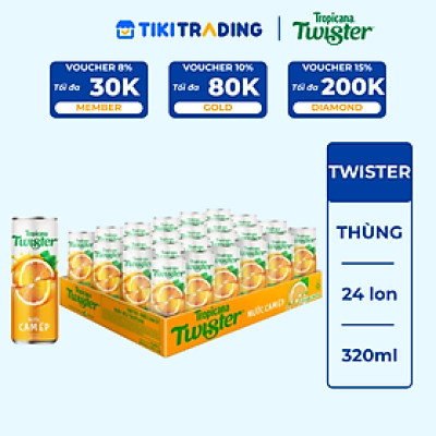Thùng 24 Lon Nước Trái Cây Twister Cam (320ml/Lon)