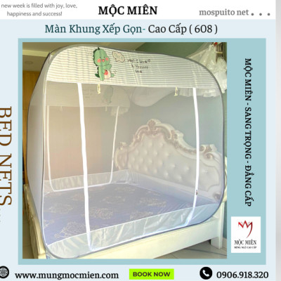 Màn Chụp Đỉnh Vuông Cao Cấp Mộc Miên - Kích Thước 1,6mx2m ( Hình thật )