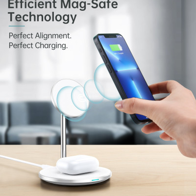 Đế sạc Choetech T581-F không dây 2in 1 dùng cho i-p và Air-pods (hàng chính hãng)