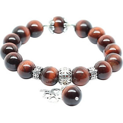 Vòng Thạch Anh Mắt Hổ Nâu Đỏ (10mm) Mix Charm Bạc Ngọc Quý Gemstones VT95