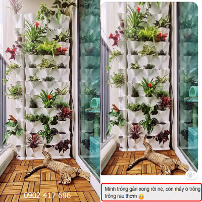 Khung Vườn Đứng Cây Ban Công (Bộ 8 tầng Module Vertical + 1 Tray nước nhập khẩu Bồ Đào Nha (không kèm tưới) dùng trồng cây xanh treo tường dạng đứng