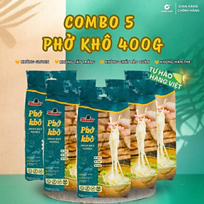 COMBO 5 Phở khô Shammi túi 400g (phở khô Việt Nam hàng xuất khẩu)