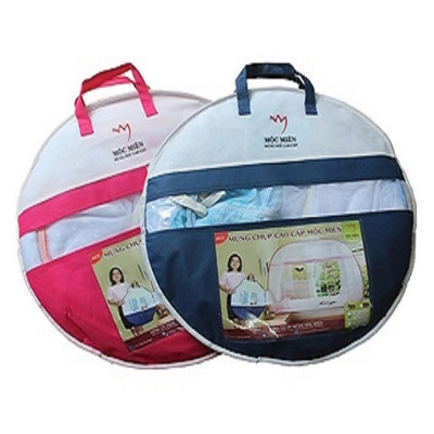 Màn Chụp , Mùng Chụp Cao Cấp Mộc Miên Đỉnh Rộng - Kích Thước 2,2mx2m Hoạ Tiết Hoa Lá Trắng Viền Xanh ( Hà Nội )