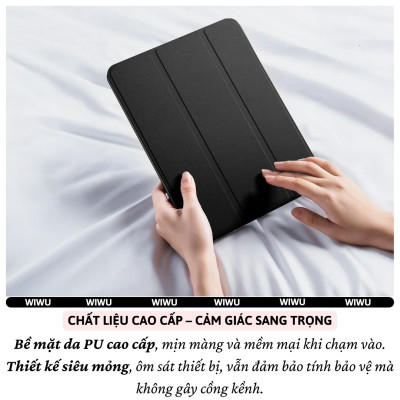 Case/ Ốp/Bao da IPAD WIWU Classic II Cho IPAD Pro 11 inch M4 2024 Air 5/Air 4 10.9/ Pro 11 inch/Gen 9 8 7th 10.2/Gen 10 - Viền Silicon, Có Khay Đựng Bút, Bao Da Thông Minh, tự động tắt mở màn hình - Hàng nhập khẩu
