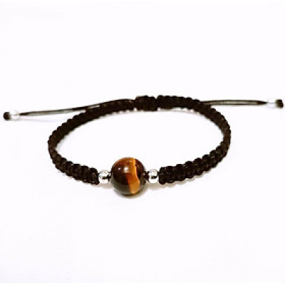 Vòng tay thời trang gắn hạt đá mắt hổ vàng nâu thiên nhiên cao cấp