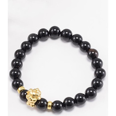 Vòng Tay Đá Thiên Thạch Charm Tuổi Tuất Bạc Mạ Vàng 24K Ngọc Quý Gemstones