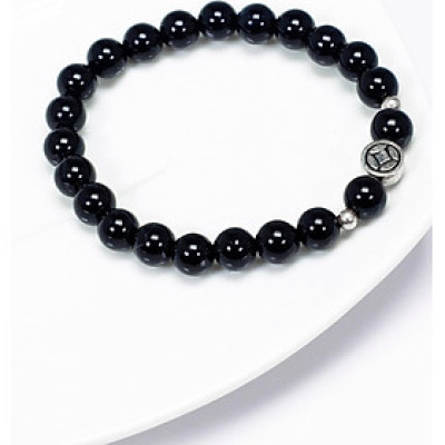 Vòng tay cho bé đá obsidian charm bạc mệnh thủy, mộc - Ngọc Quý Gemstones