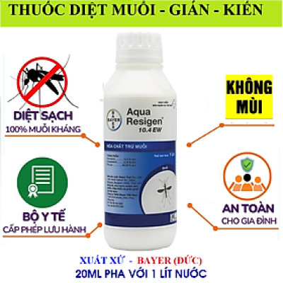 (Ko mùi) Hàng BAYER - Thuốc Aqua Resigen 10.4 EW diệt muỗi, kiến, gián, rệp, bọ xít.... Bộ Y tế cho phép lưu hành
