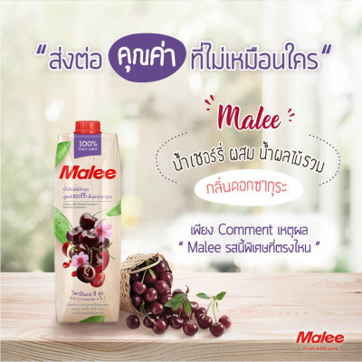 Nước Ép Cherry Và Hỗn Hợp Rau Quả Malee 1L - Nhập Khẩu Thái Lan | Malee 100% Mixed Vegetable and Fruit Juice Cherry 1L