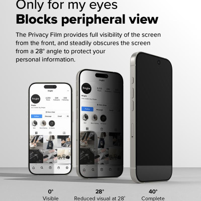 [Combo 2] Dán cường lực chống nhìn trộm cho iPhone 16 Pro Max/16 Pro/16 Plus/15 Plus/16/15 RINGKE Easy Slide Privacy Tempered Glass - Hàng Chính Hãng