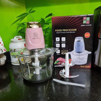 Máy xay thịt thực phẩm đa năng cối thuỷ tinh Linh Chi Bedding, tặng 01lưỡi dao - Giao mầu ngẫu nhiên
